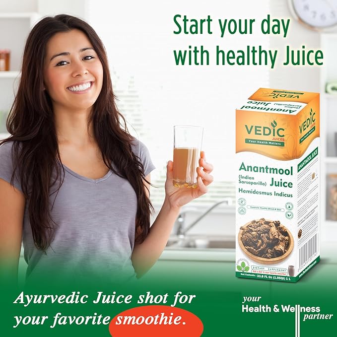Vedic Juice Anantmool Juice - Indian Sarsaparilla - All Natural - 33.8 oz (1000 ML)