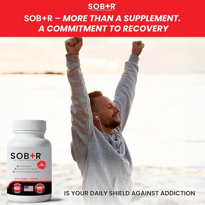 SOB+R Natural Drug Recovery Supplement | Alcohol Craving Blocker for Addiction Support | Restores Nutrients Boost Mental Clarity | Vegetarian Capsules - Therapist Formulated Made in USA | 30 Count