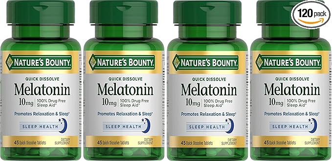 Nature's Bounty Melatonin 10 mg Quick Dissolve Tablets 45 ea (Pack of 4)