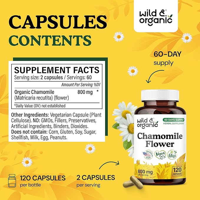 Wild &amp Organic Passion Flower 120 Capsules &amp Chamomile 120 Capsules