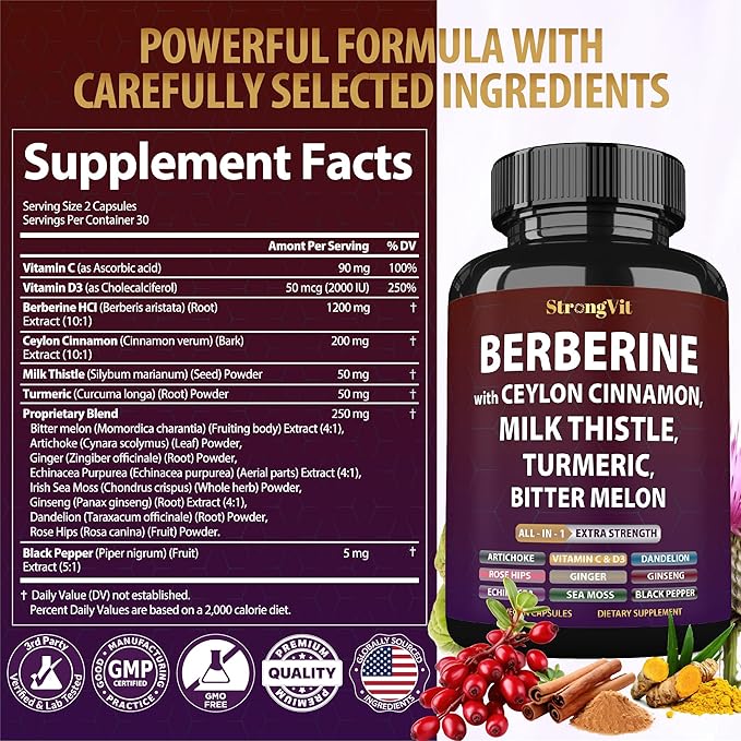 Cortisol Supplement &amp Berberine Complex Bundle (120 Capsules)