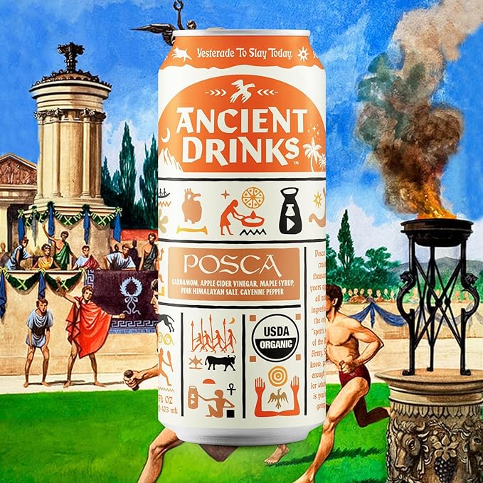 ANCIENT DRINKS Posca Apple Cider Vinegar Electrolyte Drink – Organic ACV Hydration Beverage with Probiotics &amp Natural Electrolytes – Ancient Roman Inspired Sports Drink – Cayenne &amp Cardamom –
