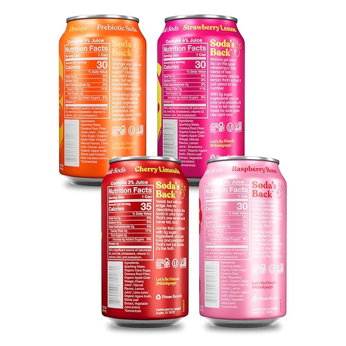Poppi Sparkling Prebiotic Soda Beverage with Apple Cider Vinegar Seltzer Water and Fruit Juice Short List Variety Pack 12 Fl Oz Pack of 12 Packaging May Vary