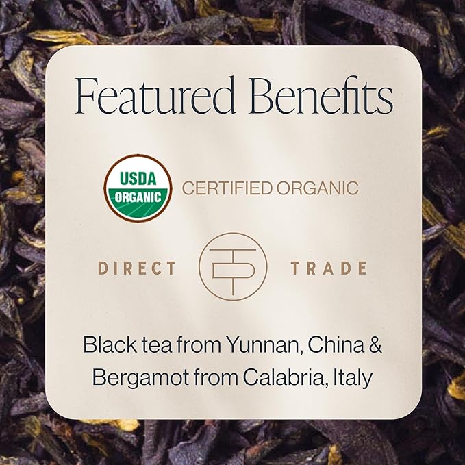 Rishi Tea Earl Grey Supreme Tea - Organic Caffeinated Loose Leaf Tea with Bergamot Oil and Top Grade Yunnan Black Tea - 4 Ounces 12+ Servings