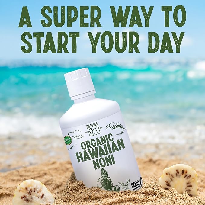 Healing Noni - 2-Pack Plastic Bottle 32oz - 100% Pure Hawaiian Organic Noni Juice - USDA Certified Organic