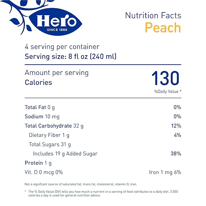Hero Peach Nectar 33.8 Ounce (Pack of 6)