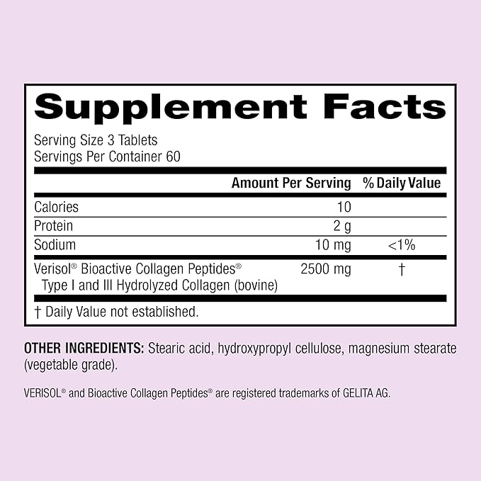 Webber Naturals Collagen30 Anti-Wrinkle 2500mg of Bioactive Collagen Peptides Per Serving (3 Tablets) 180 Tablets Helps Reduce Deep Wrinkles Fine Lines Non GMO Dairy Gluten Free