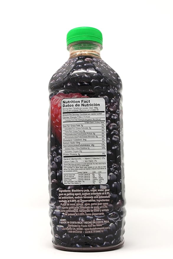 Jungle Pulp BLACKBERRY Puree Costa Rica Blend Topping Flavoring Better than Syrup for Cocktails Desserts Smoothies Ice Tea Jelly and Margaritas. 33.81 Ounce / 1 Liter