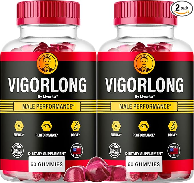 (2 Pack) Vigorlong Gummies - Official VigorLongGummies for Men Premium Natural Support Vigorlong Gummy Maximum Energy Advanced Support Formula for Overall Health &amp Wellness 120 Gummies for 2 Mon