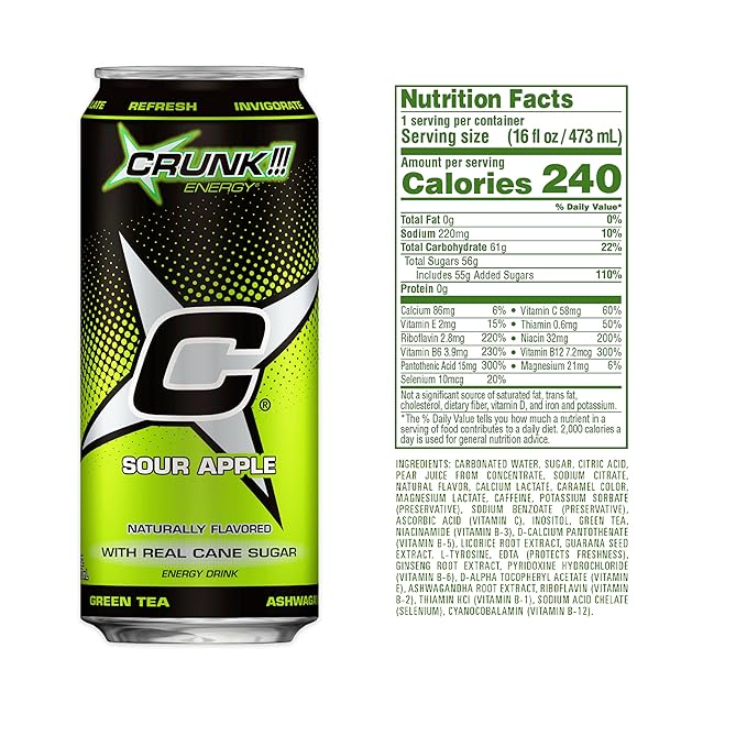 CRUNK!!! Energy Sour Apple 16oz 24pack