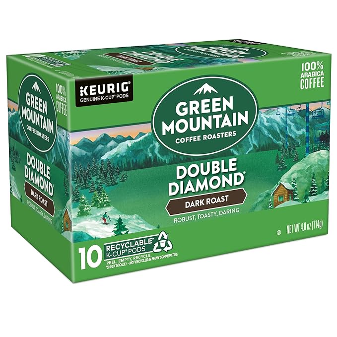 Green Mountain Coffee Roasters Double Diamond Keurig Single-Serve K-Cup pods Dark Roast Coffee 60 Count (6 Packs of 10)
