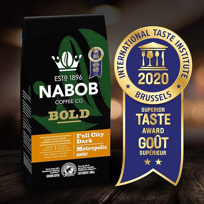 NABOB Bold Full City Dark Ground Coffee 1800g 3.97 Pounds 6 pack {Imported from Canada}
