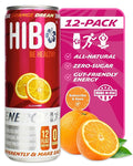 HIBO Healthy Energy Drinks Sugar Free – Gluten-Free &amp Gut-Friendly Prebiotic Fiber w/ 140mg Caffeine &amp 60mg Green Coffee Extract Electrolytes – Supports Immunity &amp Focus - Pack of 12 Ora