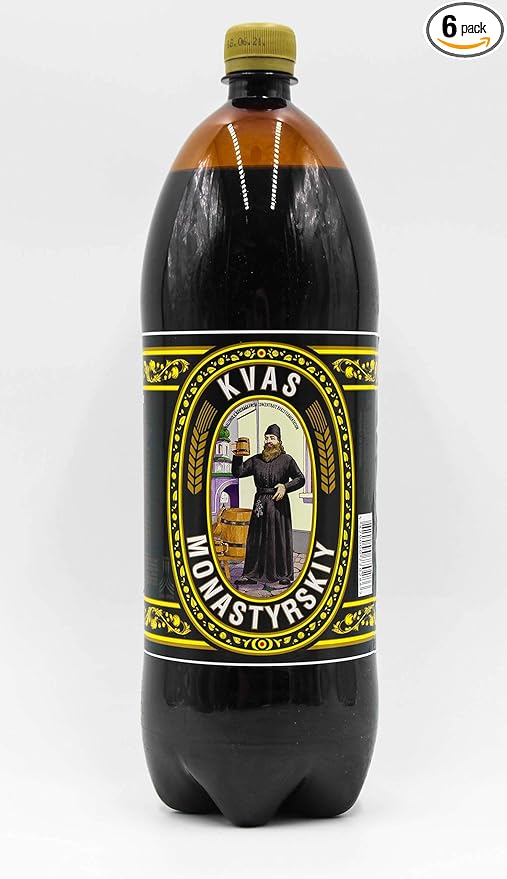 Russian Kvass Monastirsky Classic Soft Drink Ukraine 2L (67.6 Fl Oz) Pack Of 6