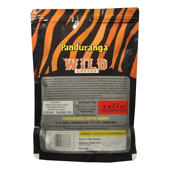 Panduranga Coffee | Wild Coffee | Medium Roast | Shade-Grown | Bold Flavor &amp Exotic Aroma - 500grams (Pack of 2)