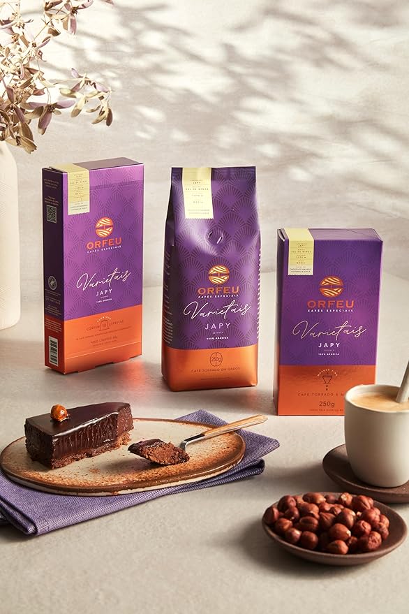 Japy Roasted and Ground Coffee 8.8 oz – Notes of Dark Chocolate Chestnut and Hazelnut – Striking and Long Finish – Café Orfeu