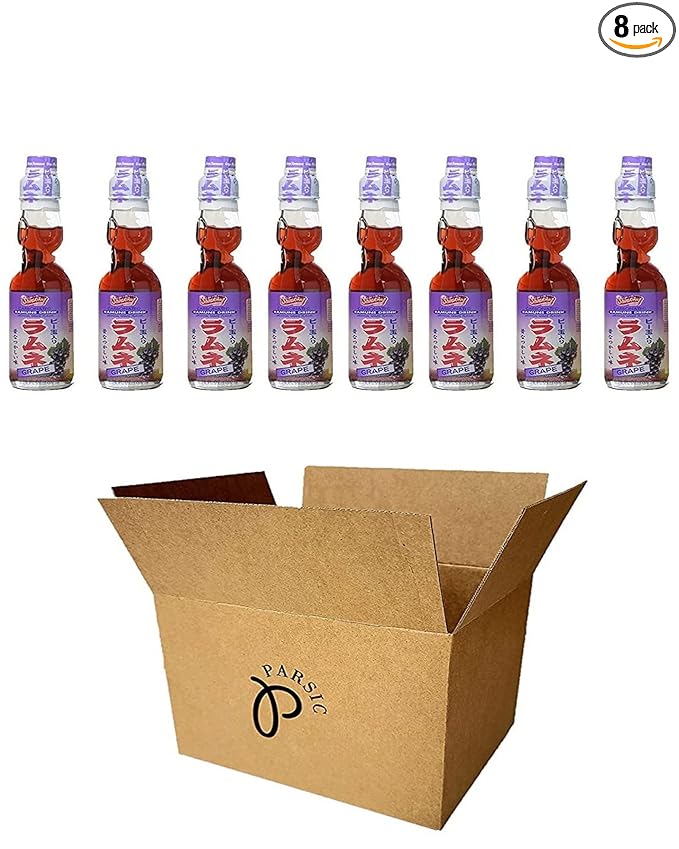 RAMUNE Japanese Soft Drink multi-pack 8 Bottles 6.76 Fluid Ounce (Grape)