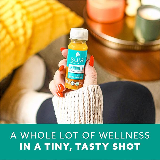 Suja Organic Ginger Turmeric/Reishi/Probiotics/Acerola Cherry to Support Immune Health 100% DV Vitamin D3 &amp Zinc &amp 150% Vitamin C Vitamin D Shot with Zinc 20 Count