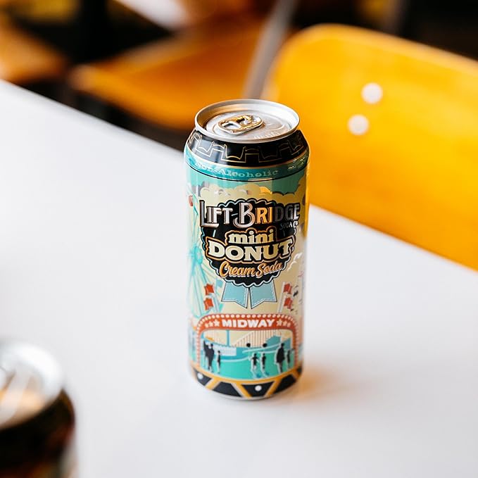 Lift Bridge Mini Donut Cream Soda Real Cane Sugar Craft Soda Gluten-Free Caffeine-free Vegan 12-Pack 16 oz Cans