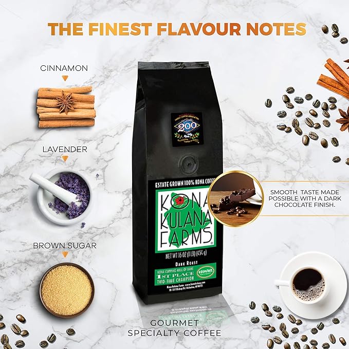 Kona Coffee Whole Bean – 100% Hawaiian Kona Coffee Beans Single Origin Dark Roast Fresh Roasted Whole Bean for Drip French Press &amp Espresso Kona Kulana Farms – 16oz