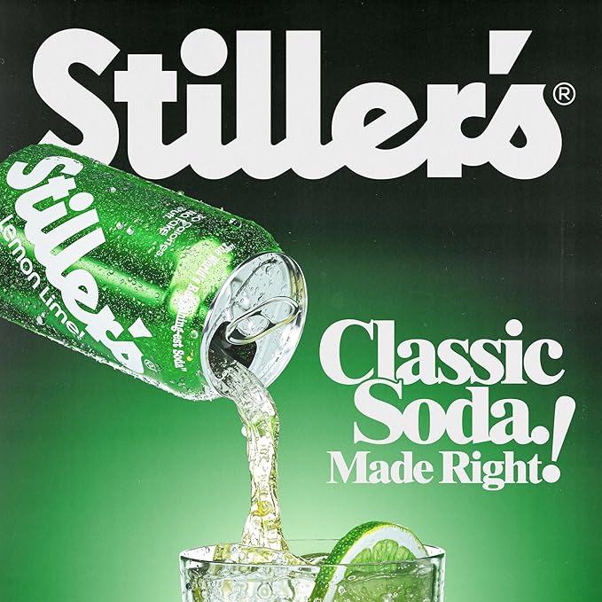 Stiller’s Lemon Lime Soda 12 Pack Cans of Low Sugar Sparkling Soda Natural Lemon Lime Drink with Vitamins Stevia Soda Caffeine-Free Alternative to Diet Soda