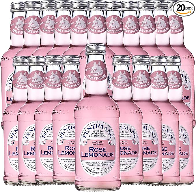 Fentimans Botanically Brewed Classic Rose Lemonade Sparkling Soda 9.3 fl oz Bottles – Premium Craft Soda/Mixer for Cocktails &amp Refreshing Drinks