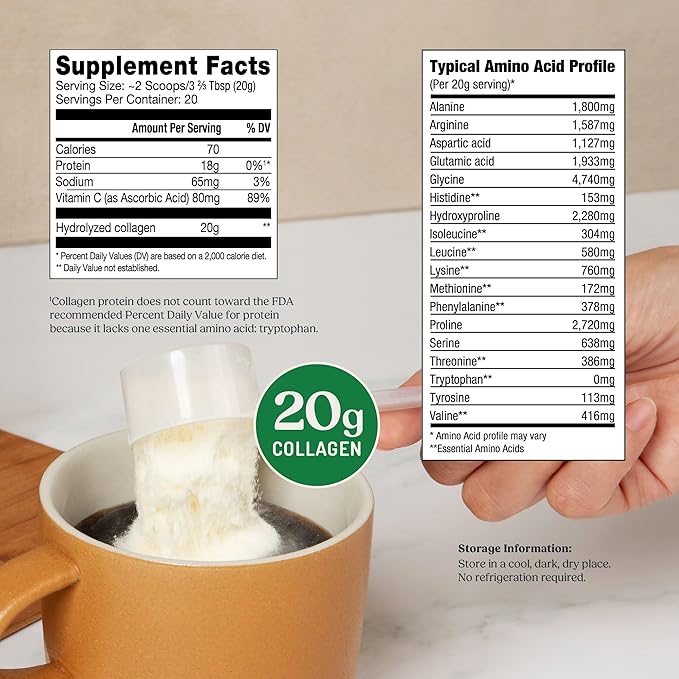 Bulletproof Unflavored Collagen Peptides Powder with MCT Oil 14.3 Ounces Grass-Fed Collagen Protein for Skin Bone and Joint Support Pasture Raised No Added Hormones