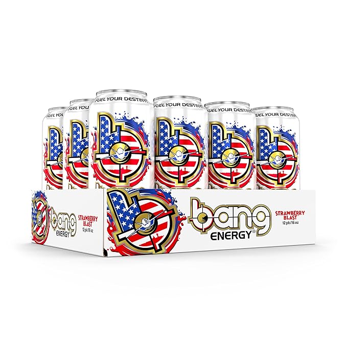 Bang Energy Strawberry Blast Sugar-Free Energy Drink 16 Ounce (Pack of 24)