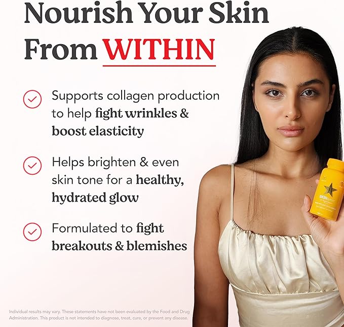 SKINtamin Vegetarian Collagen Pills | Best Collagen Supplements for Women to Support Skin Firmness and Wrinkles | Skin Supplement Formulated to Help Reduce Blemishes