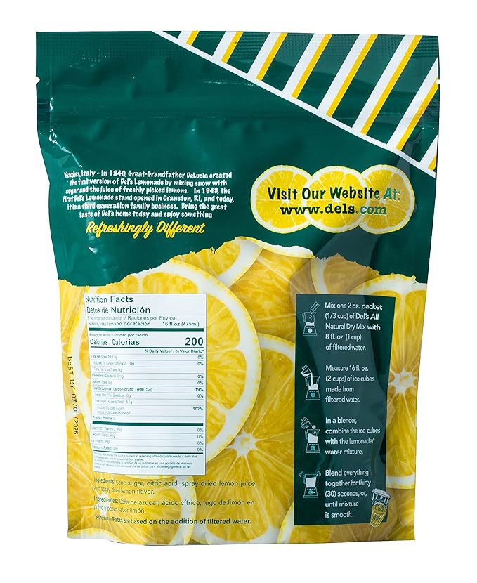 Del's Lemonade All Natural Frozen Lemonade 8 Packet Pouch