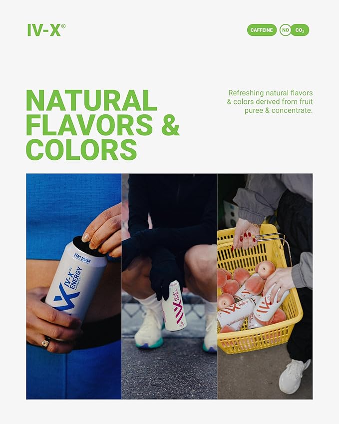 IV-X (IV-X - 12-Pack Citrus Falls 16oz Cans - Energy &amp Focus &amp No Artificial Colors - 200mg of Green Tea Caffeine Himalayan Salt &amp Utah Sea Minerals - Gluten-Free &amp Vegan Friendly)