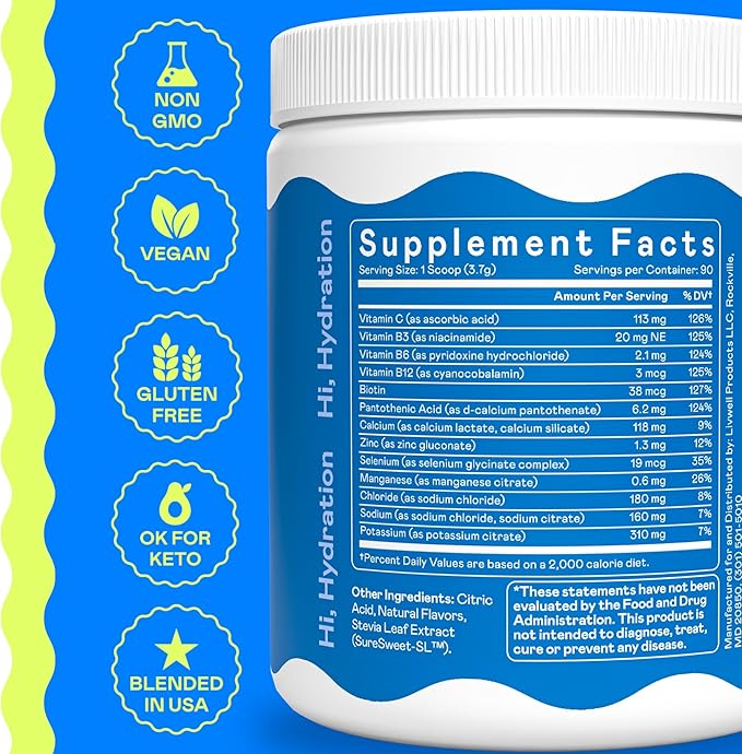 Hi-Lyte Electrolyte Powder Daily Hydration Supplement Drink Mix 90 Servings | Sugar-Free 0 Calories 0 Carbs | No Maltodextrin. Gluten-Free | Supports Keto | Light Refreshing Flavor (Raspberry)