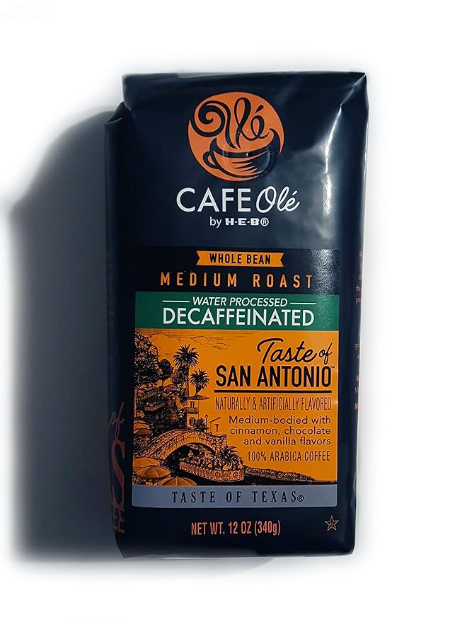 Cafe Ole Taste of Texas Whole Bean - San Antonio Decaf 12 Oz (Pack of 3)