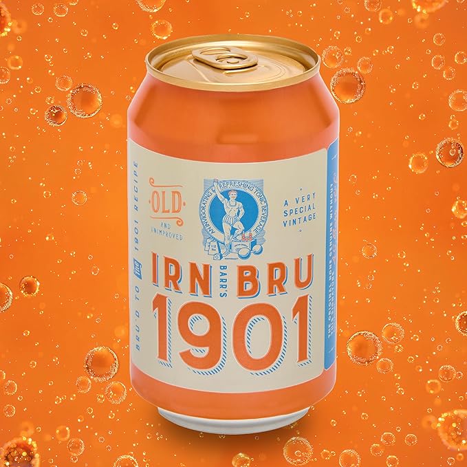 IRN-BRU 1901 12 Pack A Very Special Vintage Recipe No Caffeine Full Sugar Taste The First Ever IRN-BRU Recipe - 12 x 330ml Cans