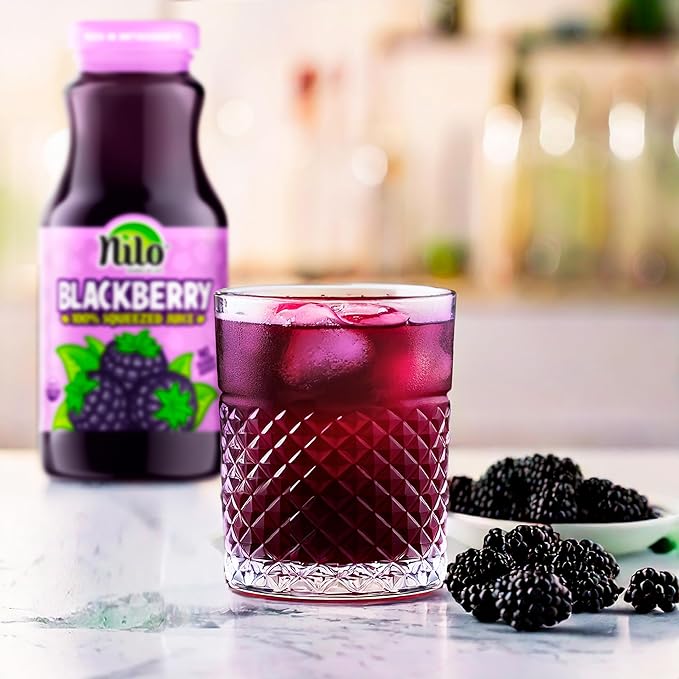 NILO Blackberry Juice | 100% Squeezed Blackberry Mora | NO Sugar added | NON GMO | NOT From Concentrate | 8.45 oz (Pack of 12)