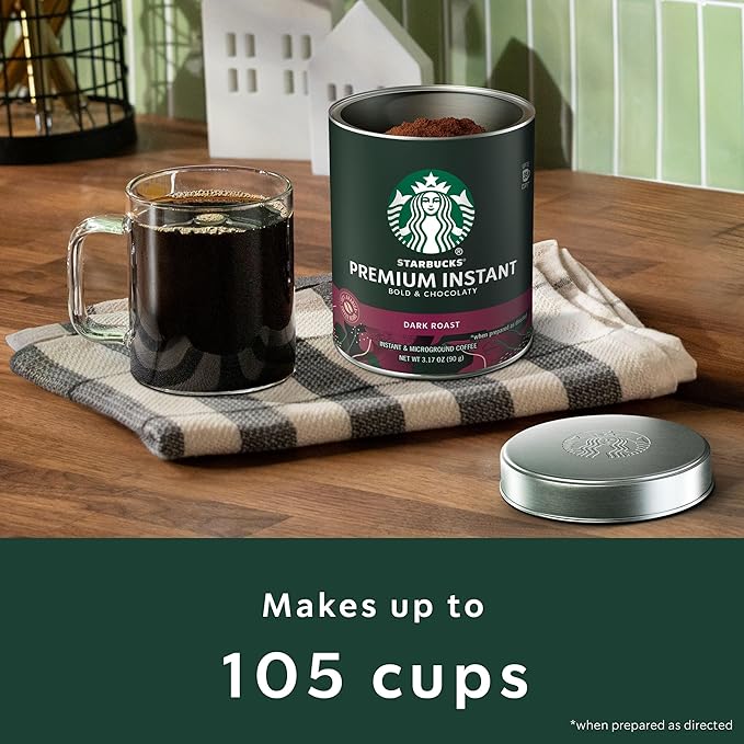 Starbucks Premium Instant Coffee Dark Roast Coffee Arabica Beans Three 3.17 oz Tins