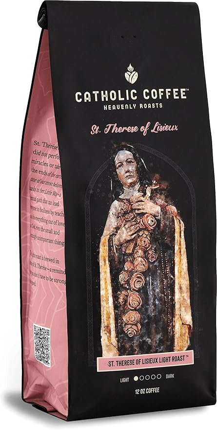 Catholic Coffee St. Thérèse of Lisieux Light Roast Ground Coffee &amp Tumbler Gift Set - 12oz Bag Christmas Gift for Coffee Lovers Catholic Holiday Box