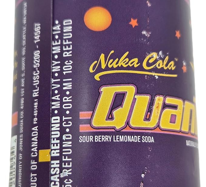 Jones Soda Fallout Themed 4-Flavor Variety Gift Set 12 fl oz Bottles Includes Rare SOUR Nuka Cola Quantum Sunset Sarsaparilla Nuka Grape and Nuka Victory Cola