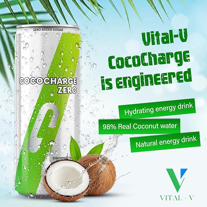 Vital-V CocoCharge Zero Energy Drink 98% Coconut Water Sugar Free Natural Hydration