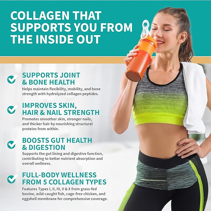 CB Supplements Multi Collagen Protein – Hydrolyzed Collagen for Joint Skin Gut Hair &amp Nail Health – Vanilla Flavored Powder with Types I II III V &amp X – Grass-Fed &amp Clean – 58 Serving