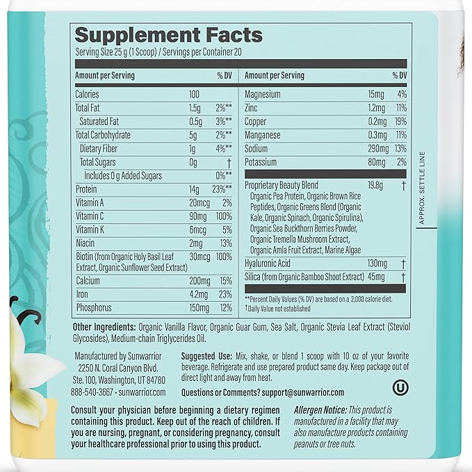 Sunwarrior Vegan Collagen Building Powder | Plant-Based Vanilla Flavored 20 Servings &amp Creatine Monohydrate Powder | Micronized Creatine Unflavored 60 Servings