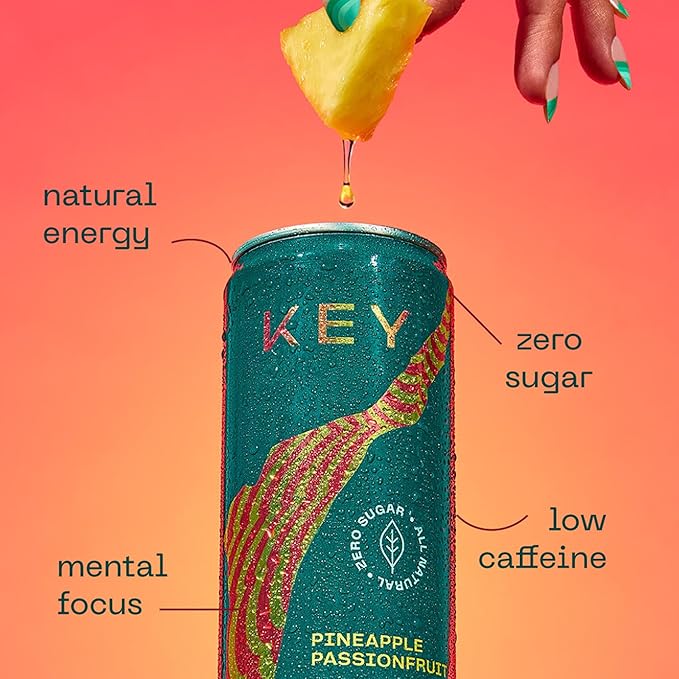 KEY 24-Pack Combo Bundle - Pineapple Passionfruit 12pk &amp Ginger Lime 12pk - Sugar Free All Natural Long Lasting Energy Optimal Green Tea Caffeine &amp L-Theanine for Mental Focus