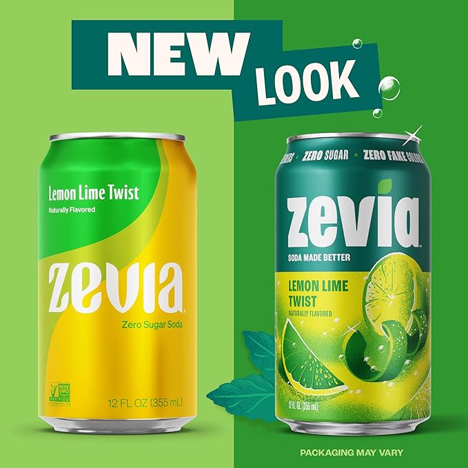 Zevia Zero Calorie Soda Lemon Lime Twist 12 Fl Oz Cans (Pack of 24)