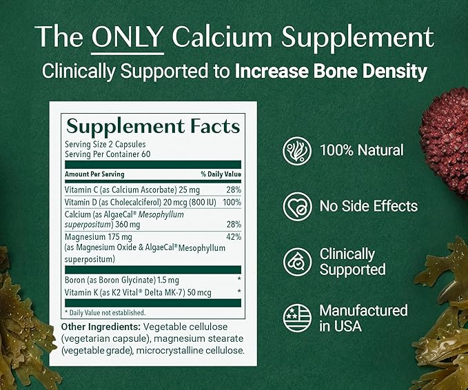 ALGAECAL Calcium &amp Collagen Bundle – Hydrolyzed Collagen Complete with Clinically-Supported Verisol Fortibone &amp Fortigel Plus Vitamin D3 K2 Magnesium &amp Trace Minerals for Bone Health &
