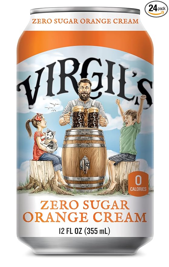 Virgil's New All-Natural Zero Sugar Orange Soda 12-oz (24 Cans)