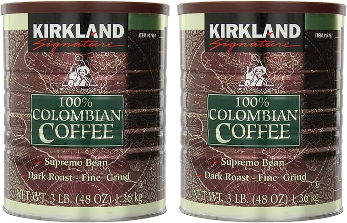 Marca Signature 100% Café Colombiano Supremo de Granos Oscuros Tostados - Molienda Fina 3 lb (Pack of 2)
