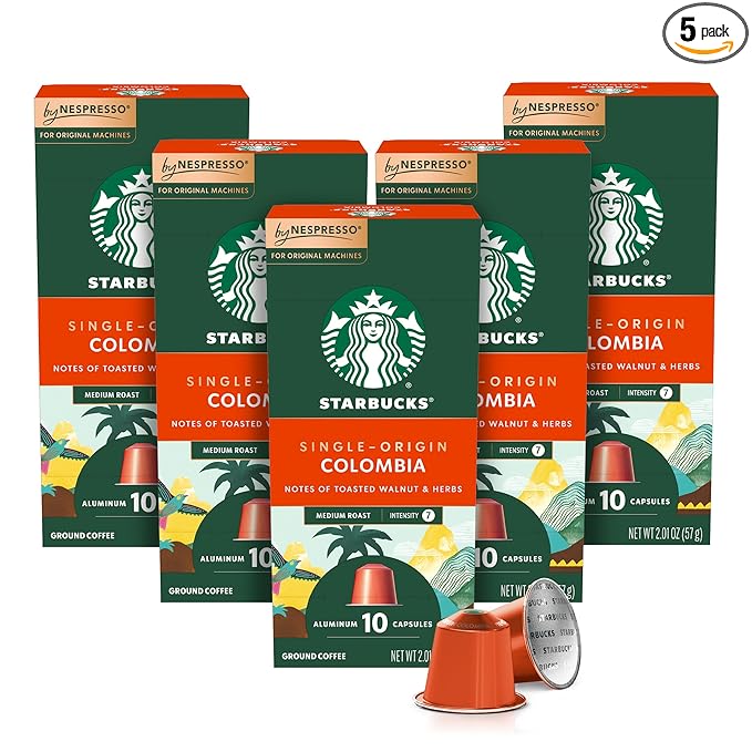 Starbucks by Nespresso Original Line Single-Origin Colombia Medium Roast Coffee 50-count Espresso Pods
