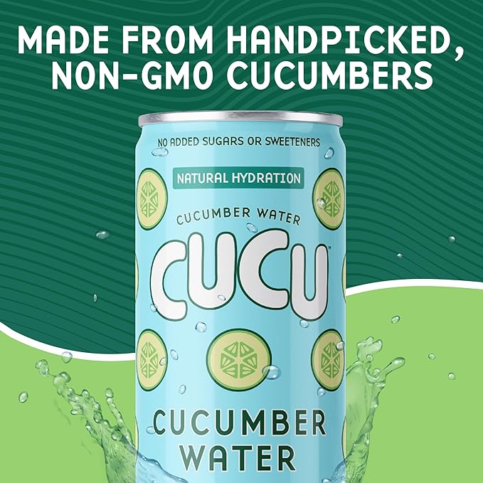 CUCU Pressed Cucumber Water – Real Juice from Fresh Cucumbers with Vitamin C Electrolytes &amp Antioxidants – No Sugar Added Non-GMO – 11 fl oz 12-Pack
