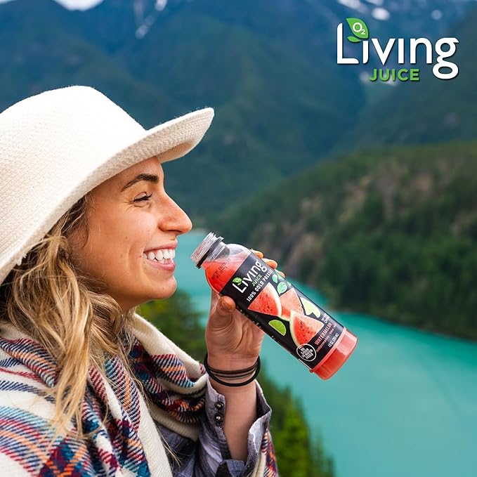 O2 Living Organic Cold-Pressed Juice Drink - 12oz 12 Pack (6 Watermelon + 6 Variety) - No Added Sugars or Water Naturally Sweetened from Fruits Packed with Nutrients &amp Vitamins Refreshing Non