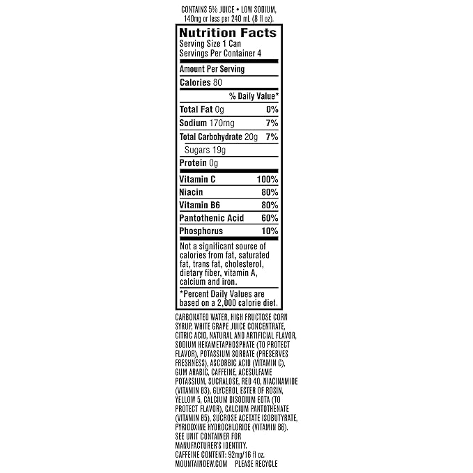 Mountain Dew Kickstart Sparkling Juice Beverage Fruit Punch 16 Ounce (Pack of 4)